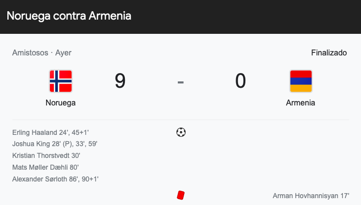 Noruega vs Armenia
